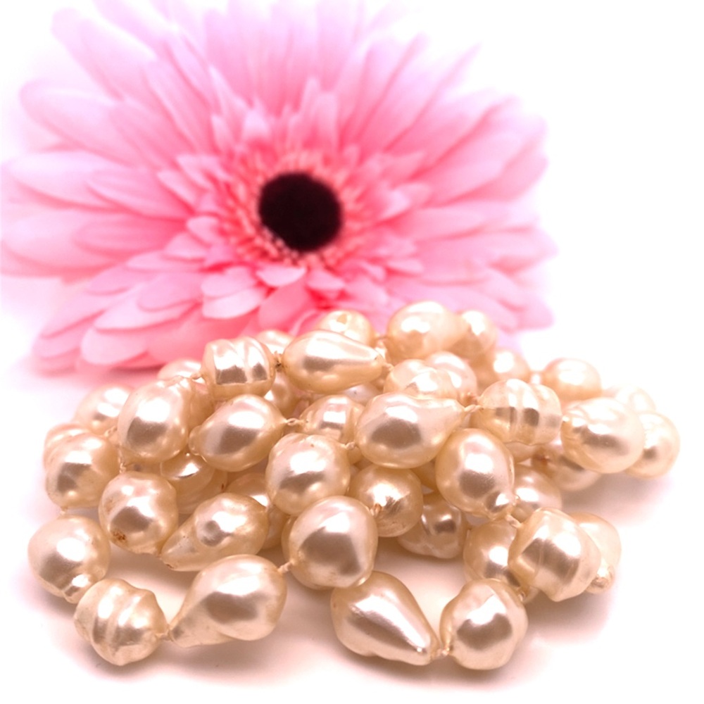 Faux Baroque Pearl Necklace 34”